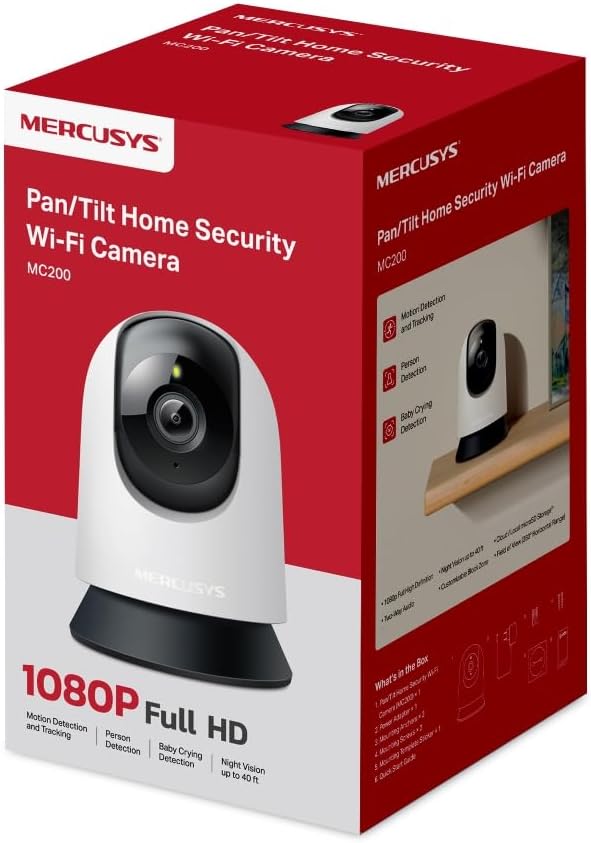 MERCUSYS MC200 كاميرا مراقبة واي فاي داخلية 1080P IP قبة 360 درجة
