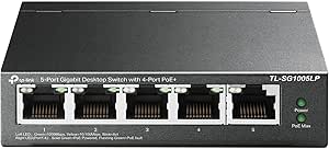 TP-Link TL-SF1005LP Unmanaged Desktop Switch 4 Ports PoE 10/100Mbps + 1 Port 10/100Mbps 41W