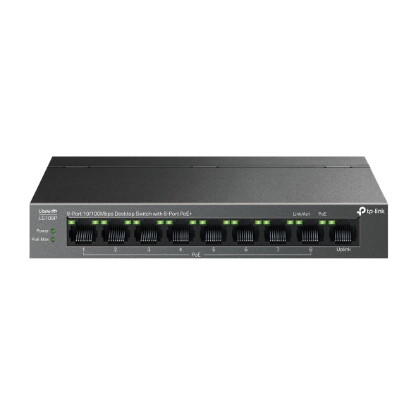TP-Link LS109P Unmanaged Desktop Switch 8 Ports PoE 10/100/1000Mbps + 1 Ports RJ45 10/100/1000Mbps Uplink