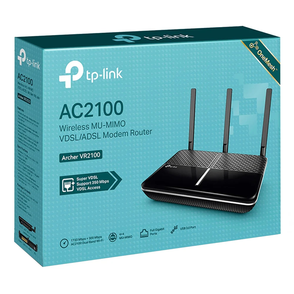 تي بي لينك آرتشر في آر2100 مودم راوتر في دي إس إل AC2100 بـ 4 منافذ و 3 هوائيات